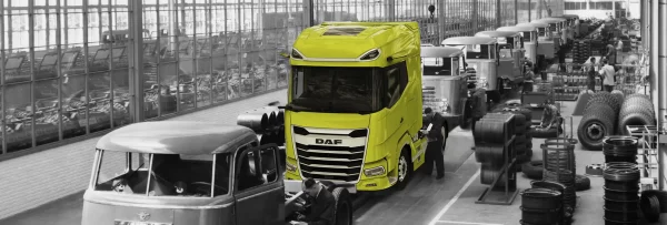 Grafika otwierająca 75 lat produkcji DAF Trucks w Eindhoven