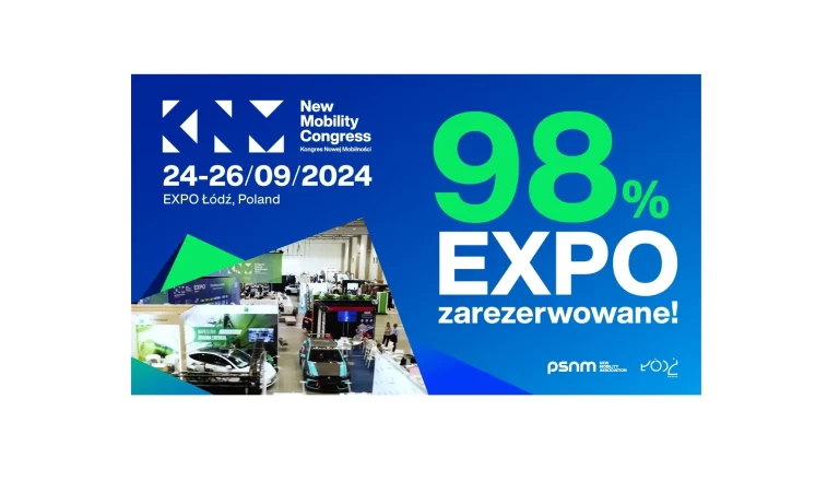 Grafika EXPO Kongresu Nowej Mobilności (KNM) 2024 kompletne w 98%